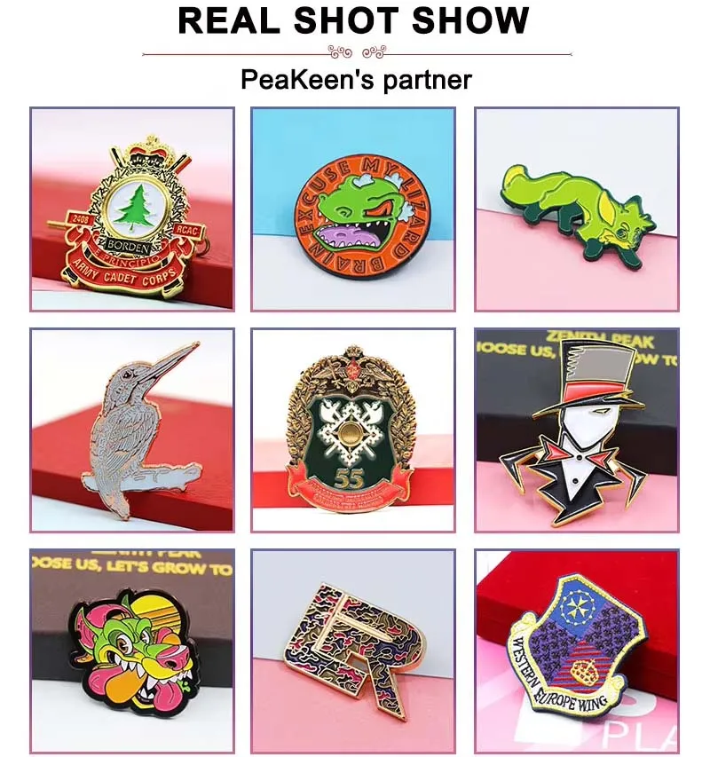 Some examples of pins made by Peakeen