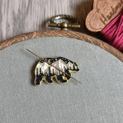 Soft enameled bear needle pins