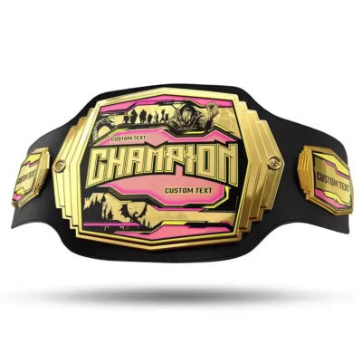 Printed Logo Gold Plating Shield Black Championship Belt