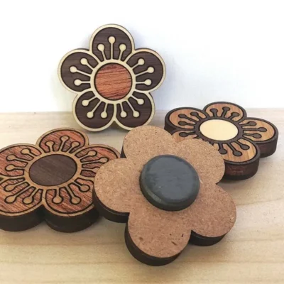 custom wood flower magnets