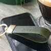 Dark Green Gold Plating Leather Keychain