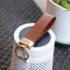 Brown Gold Plating Leather Keychain
