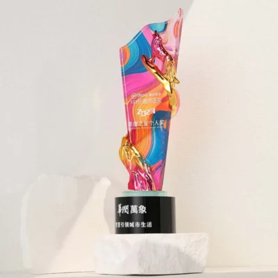 custom colorful crystal trophies