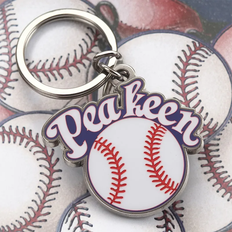 Llavero de béisbol personalizado, perfecto para entusiastas del deporte y regalos personalizados.