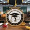 Individuelle Abschlussmedaille mit einem schwarz-goldenen Stern, der Leistung und Exzellenz symbolisiert.