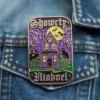 Custom Halloween pin badge featuring the words "Boogey Night" in a playful design.