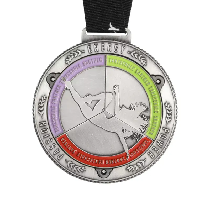 A silver medal coin showcasing a dancer, symbolizing success in dance puzzle events.