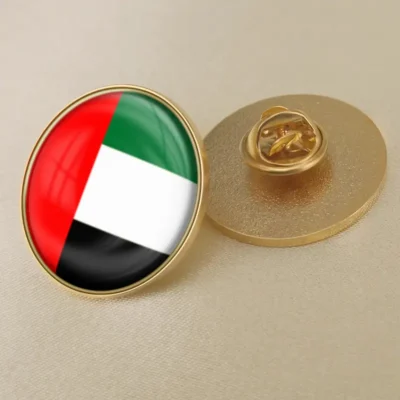 UAE flag lapel pin featuring vibrant colors representing the United Arab Emirates' national identity and pride.