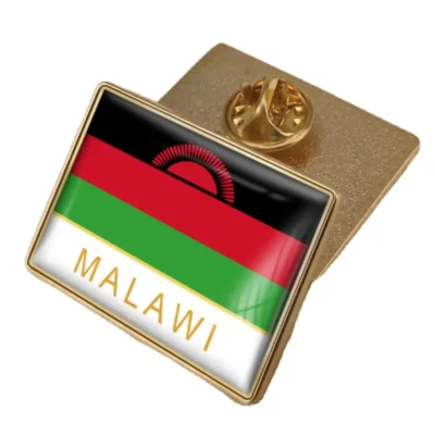 A gold pin featuring the flag of Malawi, ideal for wholesale distribution of Malawi flag pins.