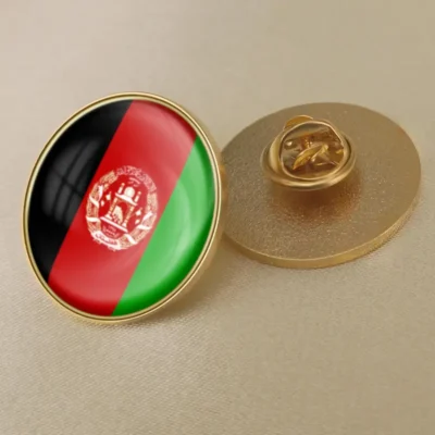 Afghanistan flag lapel pin showcasing vibrant colors, ideal for wholesale distribution and patriotic displays.