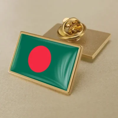 Bangladesh flag lapel pin showcasing vibrant colors, ideal for wholesale distribution and patriotic displays.