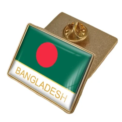 Bangladesh flag lapel pin showcasing vibrant colors, ideal for wholesale distribution and patriotic displays.