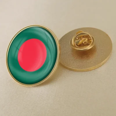 Bangladesh flag lapel pin showcasing vibrant colors, ideal for wholesale distribution and patriotic displays.