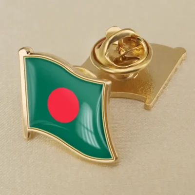 Bangladesh flag lapel pin showcasing vibrant colors, ideal for wholesale distribution and patriotic displays.