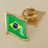 Brazil flag lapel pin showcasing vibrant colors, ideal for wholesale purchases and patriotic displays.