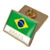 Brazil flag lapel pin showcasing vibrant colors, ideal for wholesale purchases and patriotic displays.