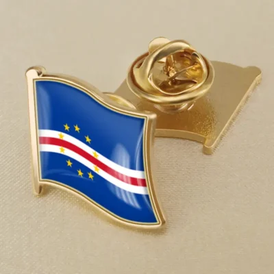 Cape Verde flag lapel pin showcasing vibrant colors, ideal for wholesale distribution and patriotic displays.