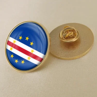 Cape Verde flag lapel pin showcasing vibrant colors, ideal for wholesale distribution and patriotic displays.