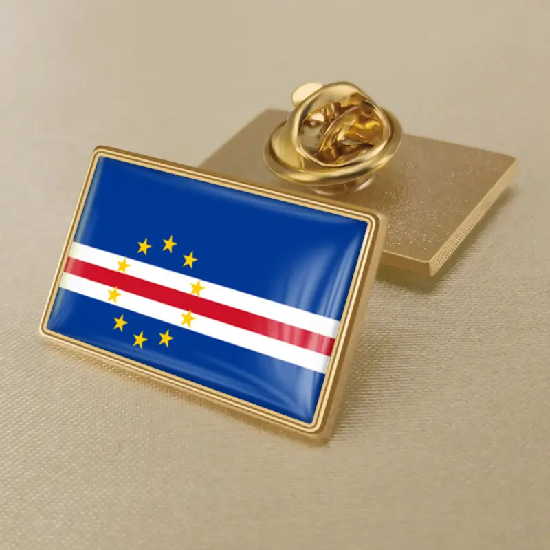 Cape Verde flag lapel pin showcasing vibrant colors, ideal for wholesale distribution and patriotic displays.