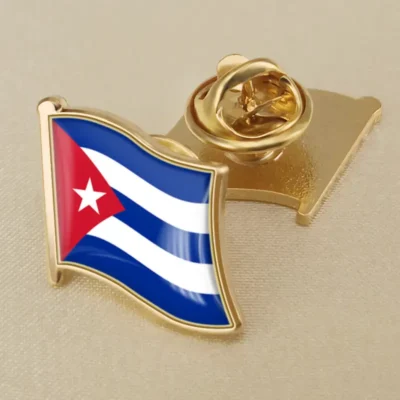 Cuba flag lapel pin showcasing vibrant colors, ideal for patriotic displays or wholesale merchandise.