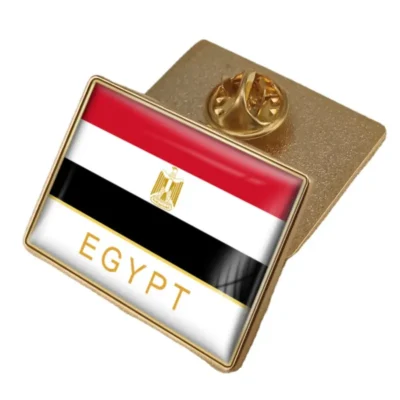 Egyptian flag lapel pin showcasing vibrant colors, ideal for wholesale purchases and patriotic displays.