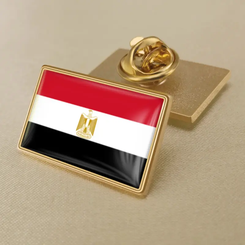 Egyptian flag lapel pin showcasing vibrant colors, ideal for wholesale purchases and patriotic displays.