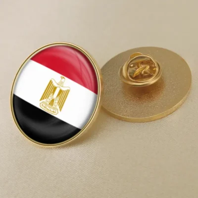 Egyptian flag lapel pin showcasing vibrant colors, ideal for wholesale purchases and patriotic displays.