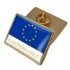 Gold European Union flag pin displayed on a white background, ideal for wholesale distribution.