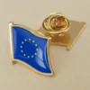 Gold European Union flag pin displayed on a white background, ideal for wholesale distribution.