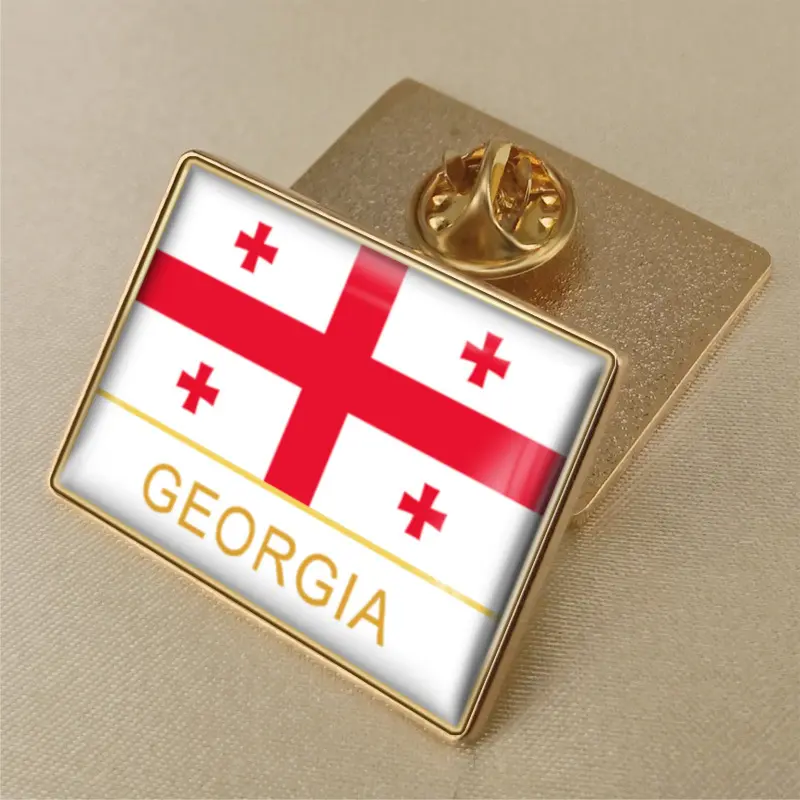 Georgia flag lapel pin showcasing vibrant colors, ideal for wholesale distribution and patriotic displays.