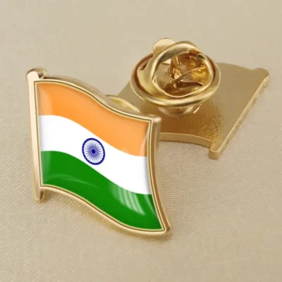 India flag pin showcasing vibrant colors, ideal for wholesale distribution and patriotic displays.