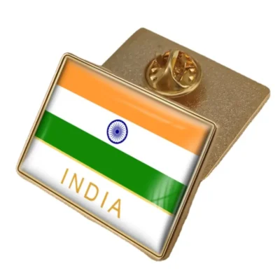 India flag pin showcasing vibrant colors, ideal for wholesale distribution and patriotic displays.