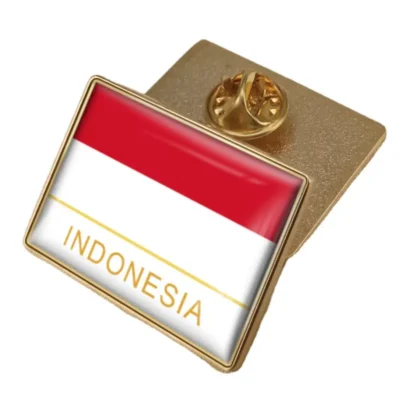 Indonesia flag pin showcasing vibrant colors, ideal for wholesale distribution and patriotic displays.