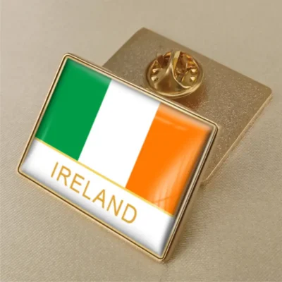 A lapel pin featuring the Ireland flag, designed for those who appreciate Irish heritage alongside American flag pins.