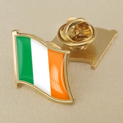 A lapel pin featuring the Ireland flag, designed for those who appreciate Irish heritage alongside American flag pins.