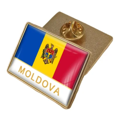 Moldova flag lapel pin showcasing vibrant colors, ideal for wholesale distribution and patriotic displays.