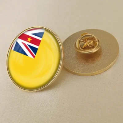 A pin featuring the flag of niue, ideal for collectors and enthusiasts of national symbols.