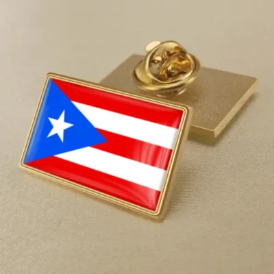 Puerto Rico flag lapel pin showcasing vibrant colors, ideal for wholesale distribution and patriotic displays.