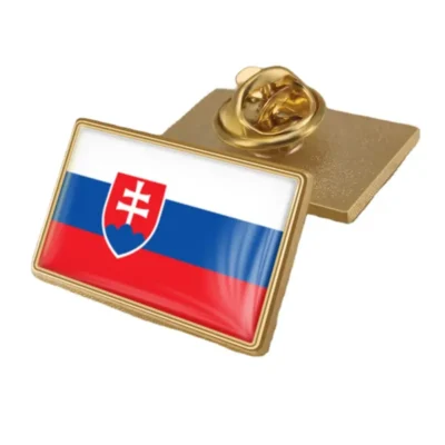 Slovakia flag pin displayed prominently, ideal for wholesale distribution and patriotic accessories.