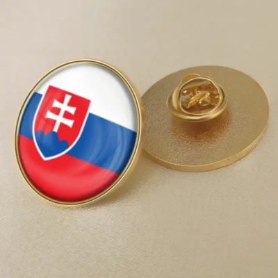 Slovakia flag pin displayed prominently, ideal for wholesale distribution and patriotic accessories.