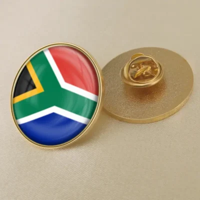 South Africa flag lapel pin, ideal for wholesale, showcasing vibrant colors and national pride in a compact design.