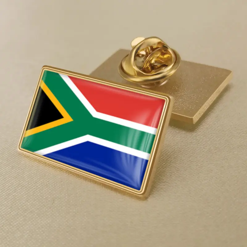 South Africa flag lapel pin, ideal for wholesale, showcasing vibrant colors and national pride in a compact design.