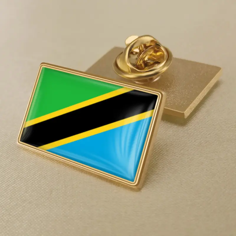 Tanzanian flag lapel pin showcasing vibrant colors, ideal for wholesale distribution and patriotic displays.