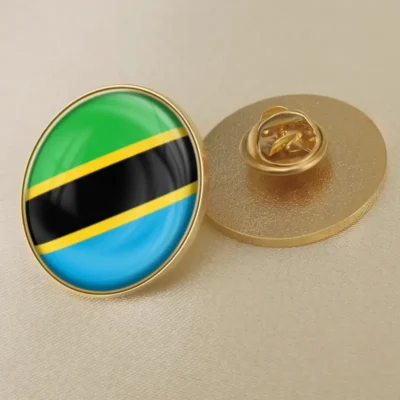 Tanzanian flag lapel pin showcasing vibrant colors, ideal for wholesale distribution and patriotic displays.