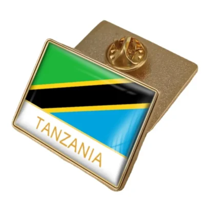 Tanzanian flag lapel pin showcasing vibrant colors, ideal for wholesale distribution and patriotic displays.