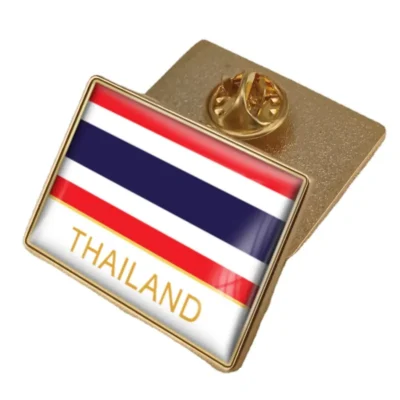 Thailand flag lapel pin showcasing vibrant colors, ideal for wholesale distribution and patriotic displays.