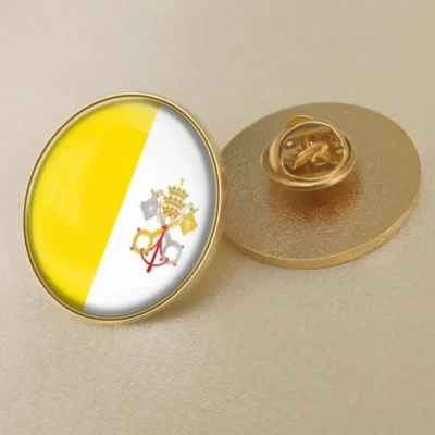 Vatican City flag pin, perfect for collectors and wholesalers, showcasing the iconic yellow and white design.