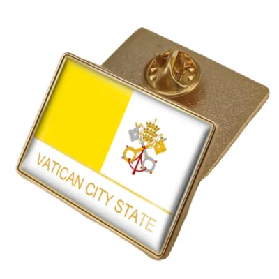 Vatican City flag pin, perfect for collectors and wholesalers, showcasing the iconic yellow and white design.