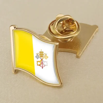 Vatican City flag pin, perfect for collectors and wholesalers, showcasing the iconic yellow and white design.