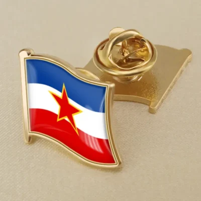 A pin featuring the Serbian flag, ideal for wholesale Yugoslavia flag pin collections.